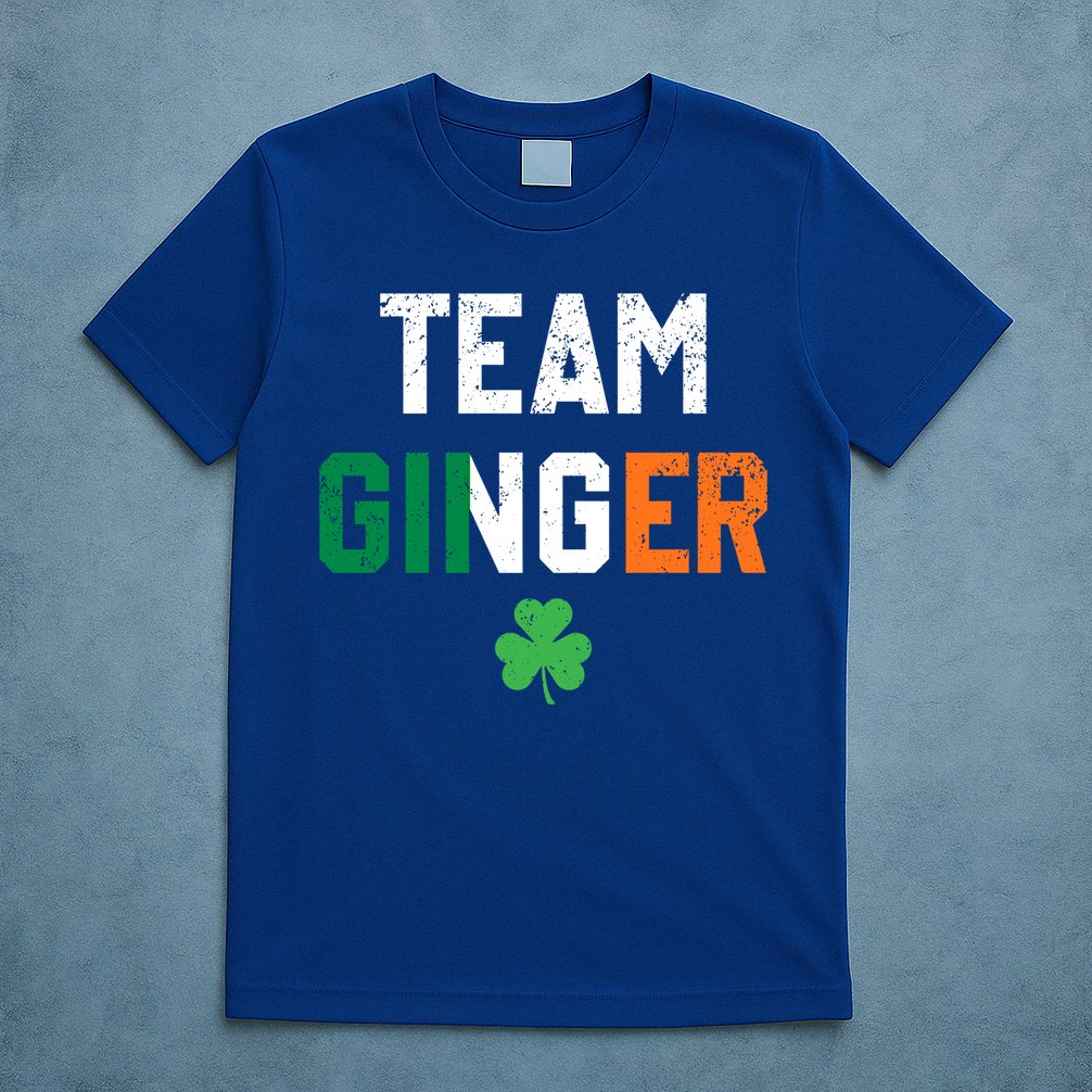 Cute Red Head Team Ginger St Patricks Day Green Irish Flag Funny Gift T-Shirt