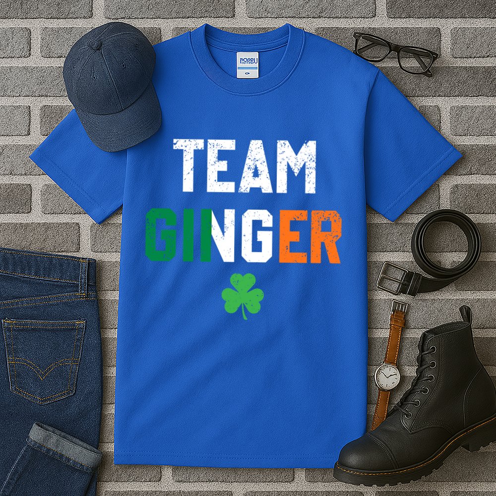 Cute Red Head Team Ginger St Patricks Day Green Irish Flag Funny Gift Tall T-Shirt