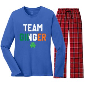 Cute Red Head Team Ginger St Patricks Day Green Irish Flag Funny Gift Women's Long Sleeve Flannel Pajama Set 