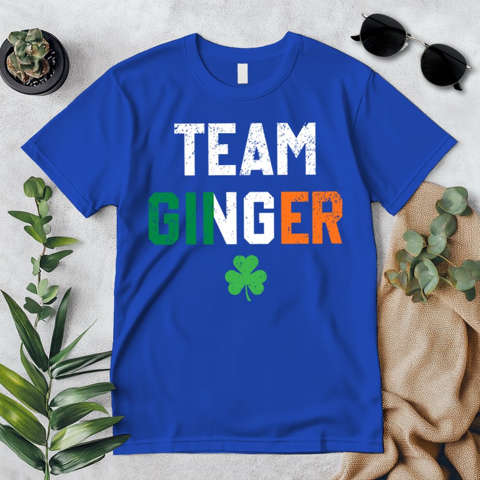 Cute Red Head Team Ginger St Patricks Day Green Irish Flag Funny Gift Premium T-Shirt