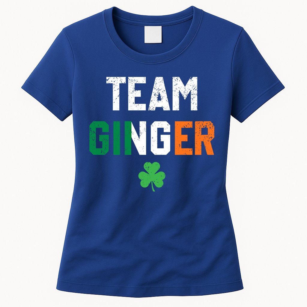 Cute Red Head Team Ginger St Patricks Day Green Irish Flag Funny Gift Womens T-Shirt