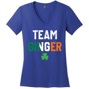 Cute Red Head Team Ginger St Patricks Day Green Irish Flag Funny Gift Women's V-Neck T-Shirt