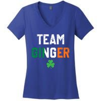 Cute Red Head Team Ginger St Patricks Day Green Irish Flag Funny Gift Women's V-Neck T-Shirt