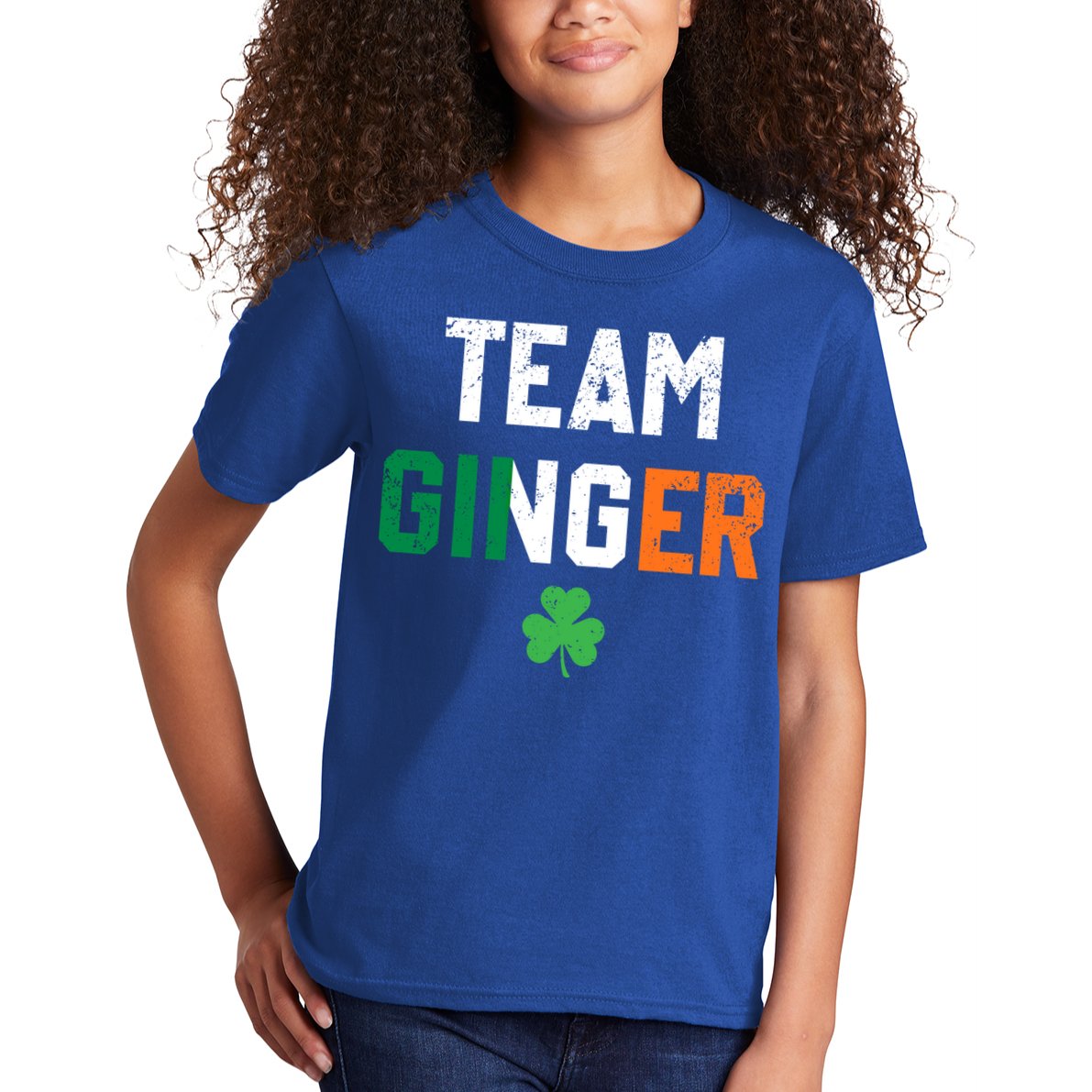 Cute Red Head Team Ginger St Patricks Day Green Irish Flag Funny Gift Kids T-Shirt