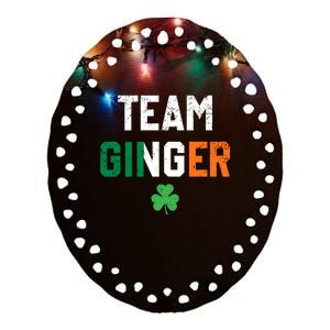 Cute Red Head Team Ginger St Patricks Day Green Irish Flag Funny Gift Ceramic Oval Ornament