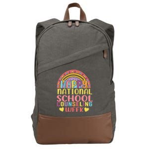 Cute Rainbow Happy National School Counseling Week Counselor Great Gift Cotton Canvas Backpack