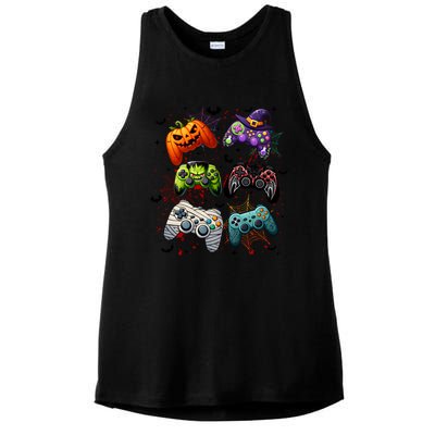 Cool Retro Halloween Gaming Controllers Ladies PosiCharge Tri-Blend Wicking Tank