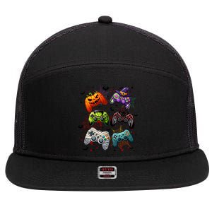 Cool Retro Halloween Gaming Controllers 7 Panel Mesh Trucker Snapback Hat