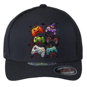 Cool Retro Halloween Gaming Controllers Flexfit Unipanel Trucker Cap