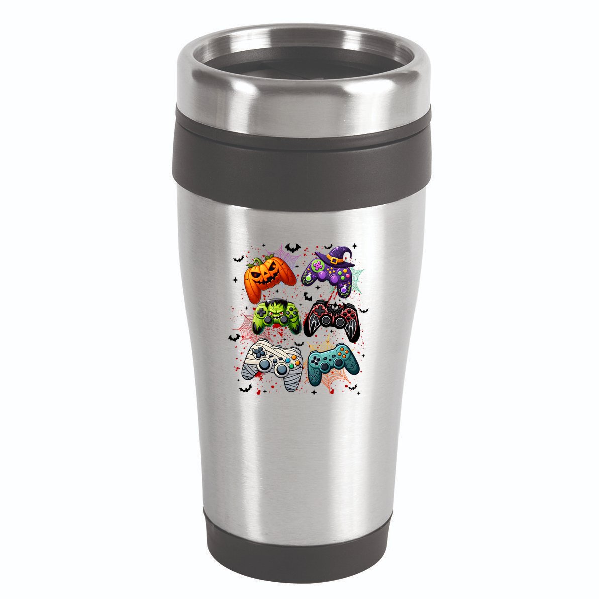 Cool Retro Halloween Gaming Controllers 16oz Travel Tumbler