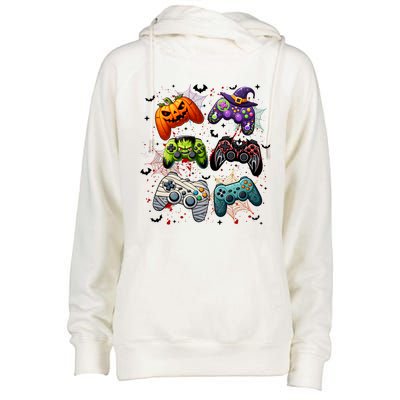 Cool Retro Halloween Gaming Controllers Womens Funnel Neck Pullover Hood