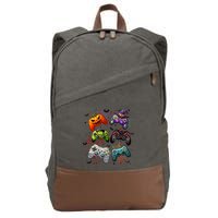 Cool Retro Halloween Gaming Controllers Cotton Canvas Backpack