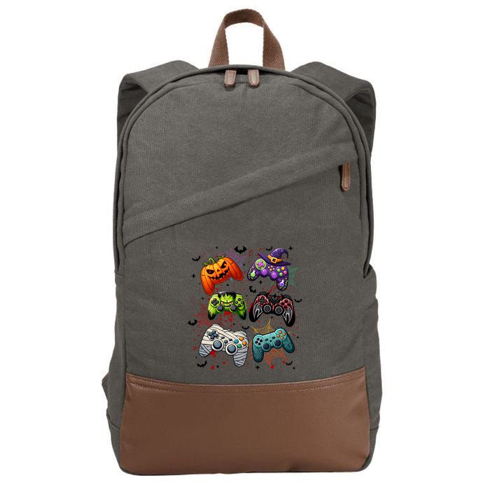 Cool Retro Halloween Gaming Controllers Cotton Canvas Backpack