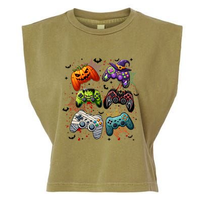 Cool Retro Halloween Gaming Controllers Garment-Dyed Women's Muscle Tee