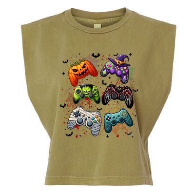 Cool Retro Halloween Gaming Controllers Garment-Dyed Women's Muscle Tee