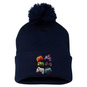 Cool Retro Halloween Gaming Controllers Pom Pom 12in Knit Beanie