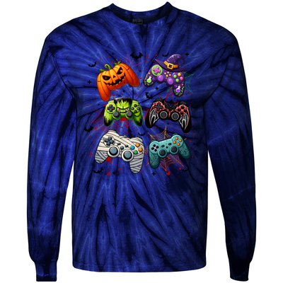 Cool Retro Halloween Gaming Controllers Tie-Dye Long Sleeve Shirt