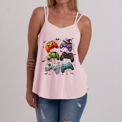 Cool Retro Halloween Gaming Controllers Women's Strappy Tank