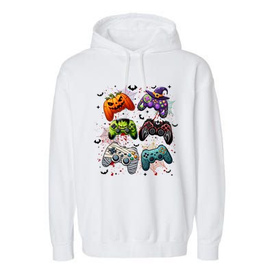 Cool Retro Halloween Gaming Controllers Garment-Dyed Fleece Hoodie