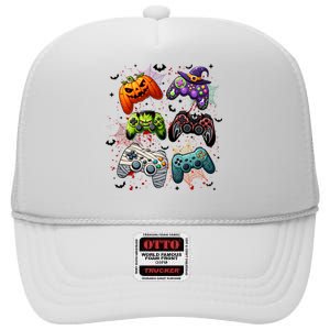 Cool Retro Halloween Gaming Controllers High Crown Mesh Back Trucker Hat