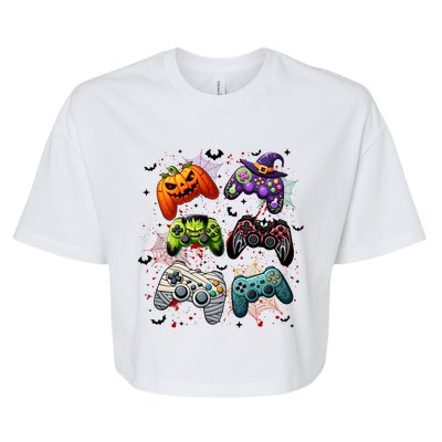 Cool Retro Halloween Gaming Controllers Bella+Canvas Jersey Crop Tee