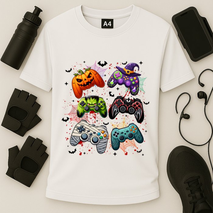 Cool Retro Halloween Gaming Controllers Cooling Performance Crew T-Shirt