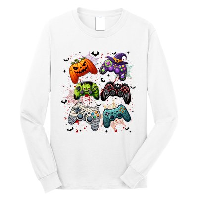 Cool Retro Halloween Gaming Controllers Long Sleeve Shirt