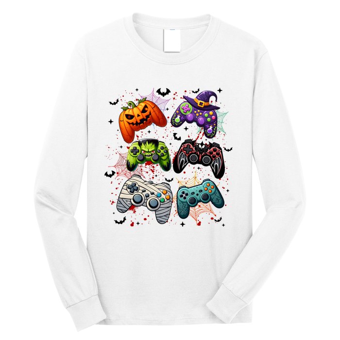 Cool Retro Halloween Gaming Controllers Long Sleeve Shirt