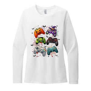 Cool Retro Halloween Gaming Controllers Womens CVC Long Sleeve Shirt