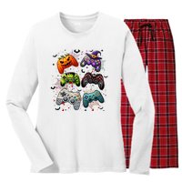 Cool Retro Halloween Gaming Controllers Women's Long Sleeve Flannel Pajama Set 