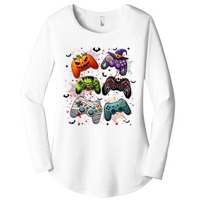 Cool Retro Halloween Gaming Controllers Women's Perfect Tri Tunic Long Sleeve Shirt