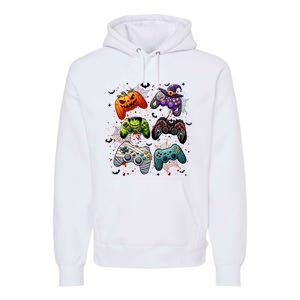 Cool Retro Halloween Gaming Controllers Premium Hoodie