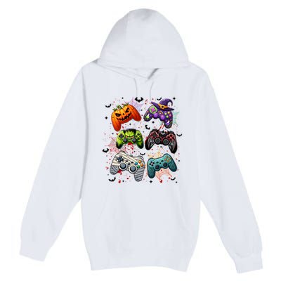 Cool Retro Halloween Gaming Controllers Premium Pullover Hoodie