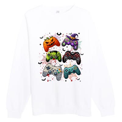 Cool Retro Halloween Gaming Controllers Premium Crewneck Sweatshirt