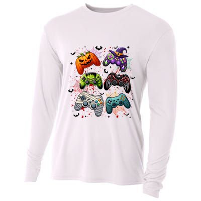 Cool Retro Halloween Gaming Controllers Cooling Performance Long Sleeve Crew