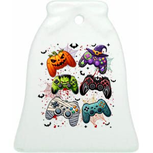 Cool Retro Halloween Gaming Controllers Ceramic Bell Ornament