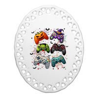 Cool Retro Halloween Gaming Controllers Ceramic Oval Ornament