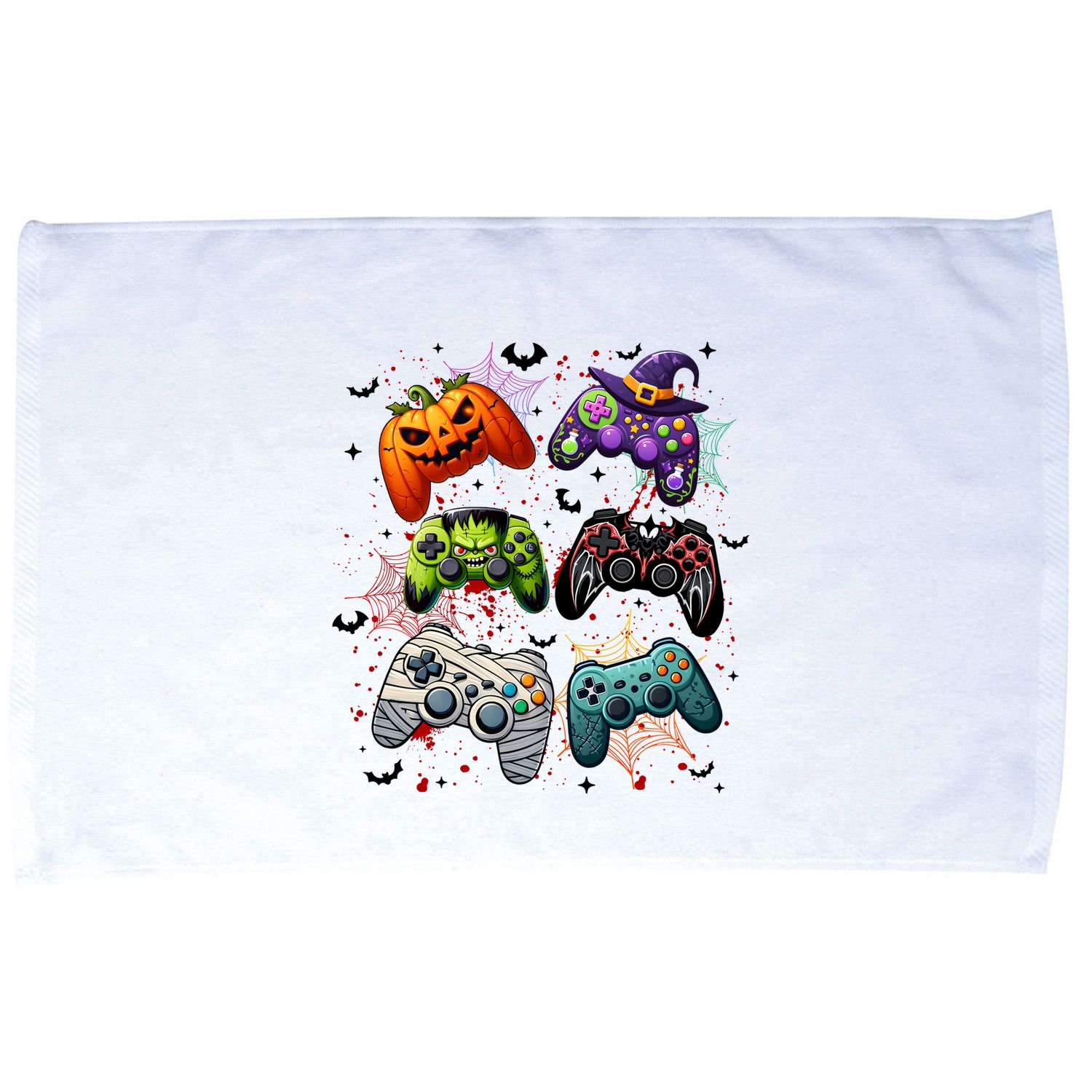 Cool Retro Halloween Gaming Controllers Microfiber Hand Towel