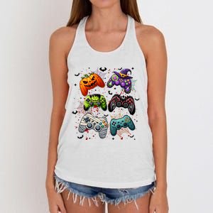 Cool Retro Halloween Gaming Controllers Women's Knotted Racerback Tank