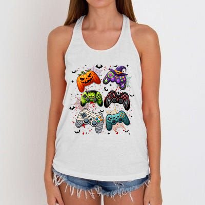 Cool Retro Halloween Gaming Controllers Women's Knotted Racerback Tank