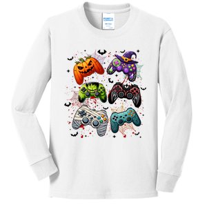 Cool Retro Halloween Gaming Controllers Kids Long Sleeve Shirt