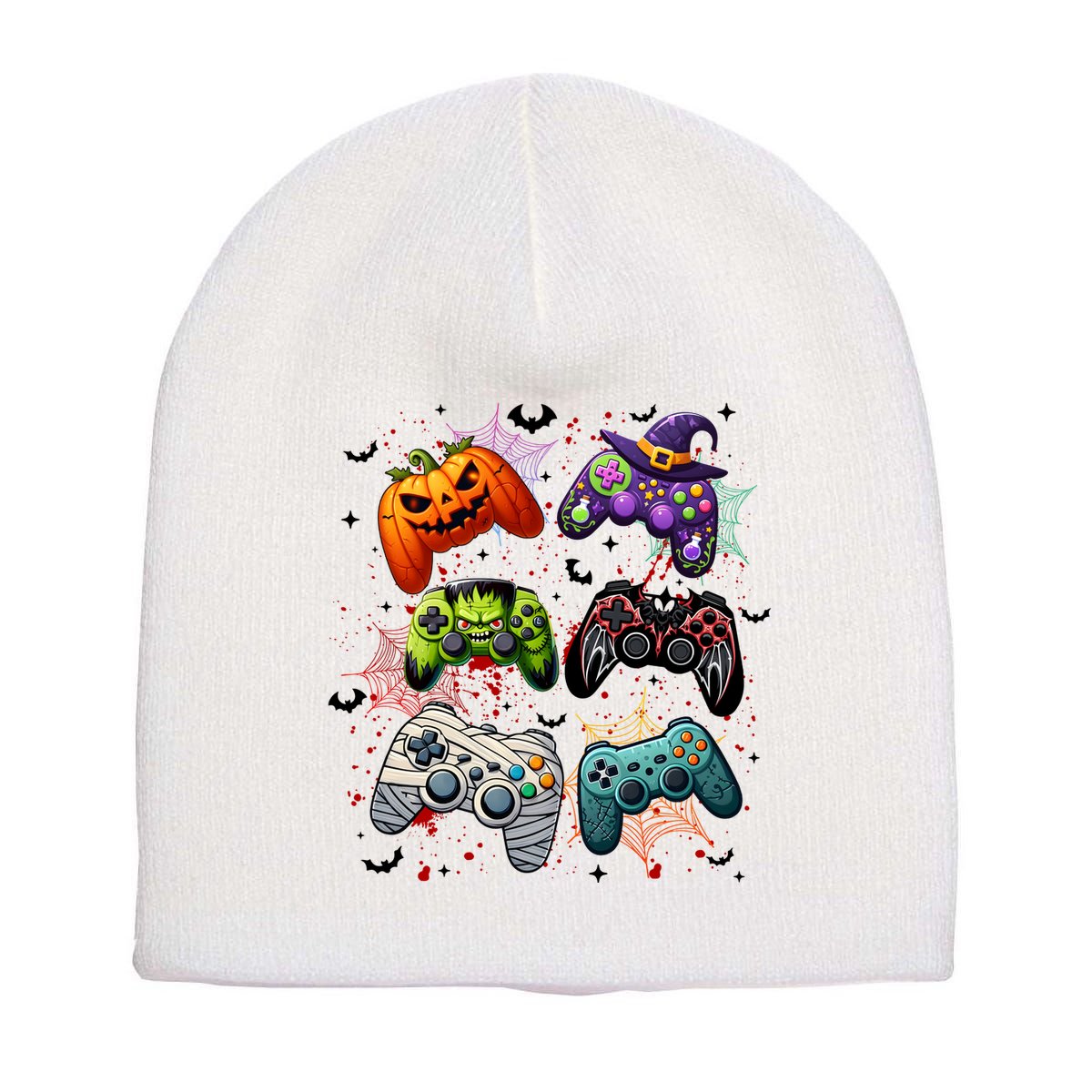 Cool Retro Halloween Gaming Controllers Short Acrylic Beanie