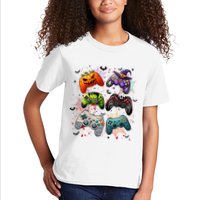 Cool Retro Halloween Gaming Controllers Kids T-Shirt