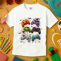 Cool Retro Halloween Gaming Controllers Kids T-Shirt