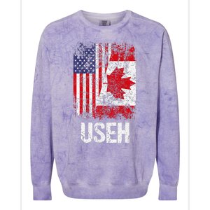 Canadian Roots Half Canadian American Useh Canada Usa Flag Colorblast Crewneck Sweatshirt