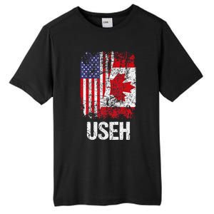 Canadian Roots Half Canadian American Useh Canada Usa Flag Tall Fusion ChromaSoft Performance T-Shirt