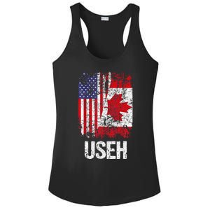 Canadian Roots Half Canadian American Useh Canada Usa Flag Ladies PosiCharge Competitor Racerback Tank