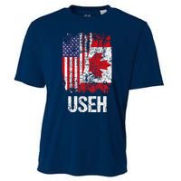 Canadian Roots Half Canadian American Useh Canada Usa Flag Cooling Performance Crew T-Shirt