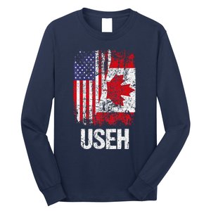 Canadian Roots Half Canadian American Useh Canada Usa Flag Long Sleeve Shirt