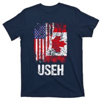 Canadian Roots Half Canadian American Useh Canada Usa Flag T-Shirt